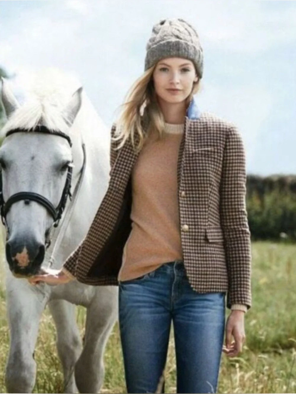 J.Crew Houndstooth Schoolboy Blazer in Camel Multi Houndstooth 0~ Excellent